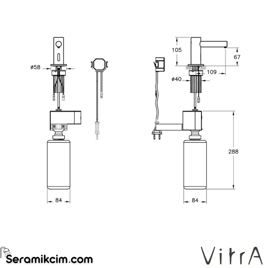 VitrA Origin Temassız Sıvı Sabunluk, Tezgah Üzeri (pilli - kısa) Parlak Bakır A4475829