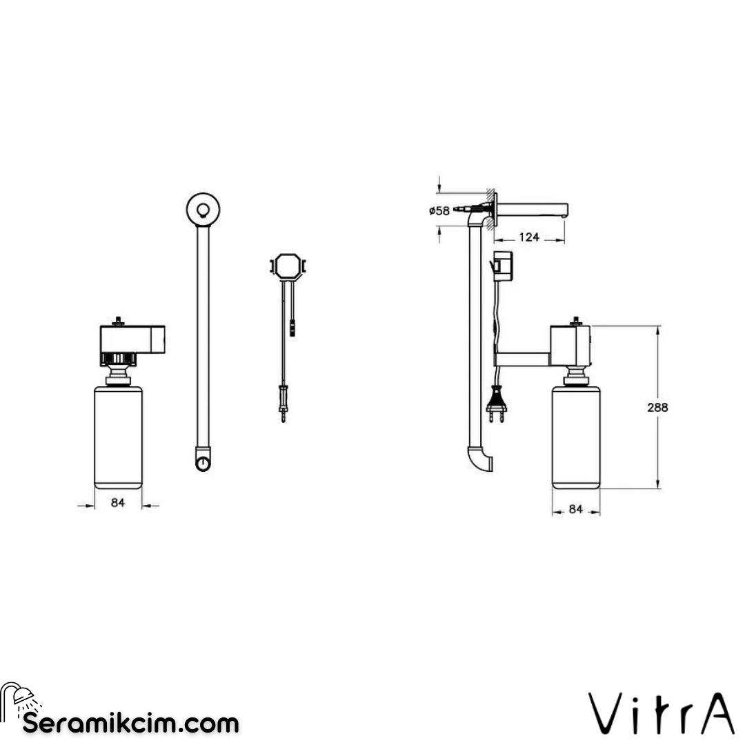 Vitra Origin Temassız Sıvı Sabunluk/Ankastre ,Elektrikli, Bakır