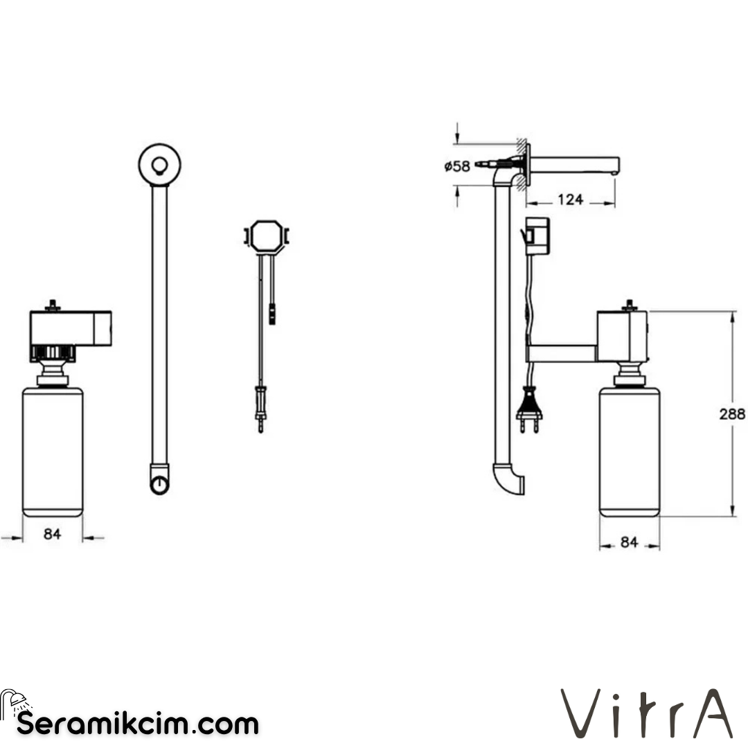 VitrA Origin Temassız Sıvı Sabunluk/Ankastre ,Elektrikli Parlak Bakır A4470029