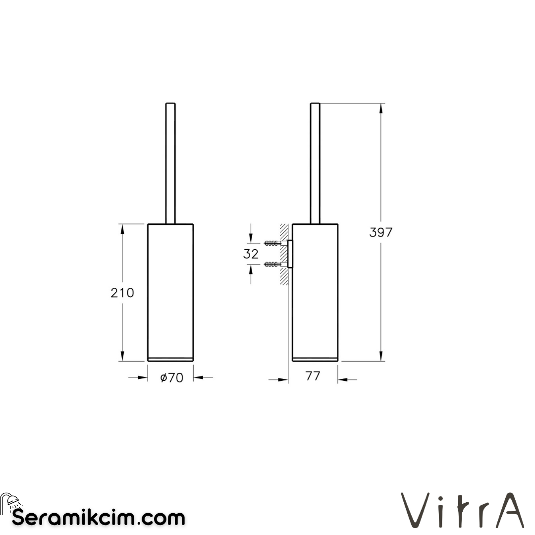 VitrA Origin Tuvalet Fırçalığı (yerden) Parlak Altın A4489374