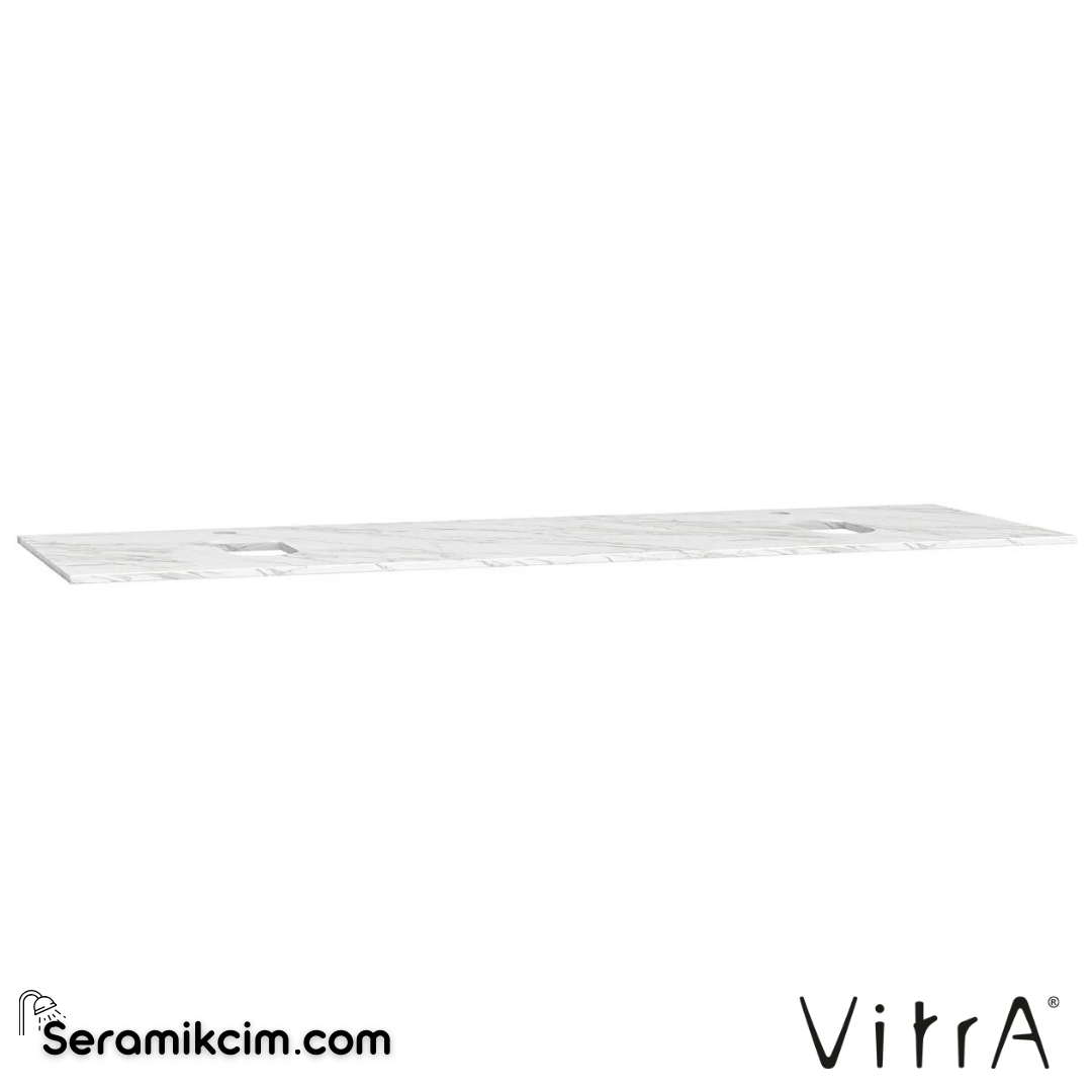 VitrA Origin Üst Tezgah 150 cm, neolith armatür delikli, çift sifon delikli, calacatta silk 65756 - 65756