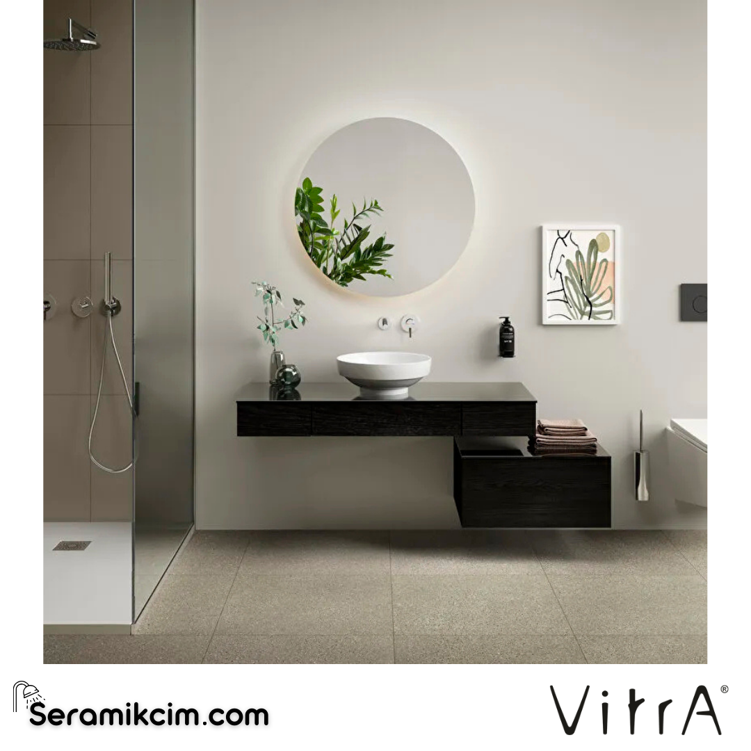 VitrA Origin Üst Tezgah 60 cm, cam armatür deliksiz, sifon deliksiz, siyah 65758 - 65758