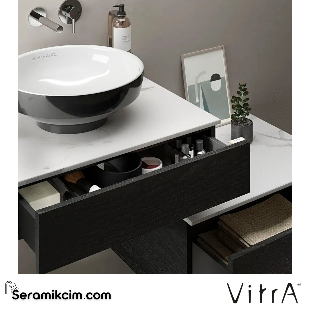 VitrA Origin Üst Tezgah 60 cm, neolith armatür deliksiz, sifon deliksiz, calacatta silk 65759 - 65759