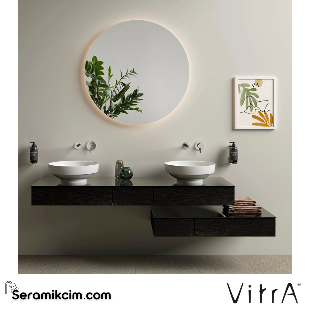 VitrA Origin Üst Tezgah 90 cm, cam armatür deliksiz, sifon deliksiz, siyah 65761 - 65761
