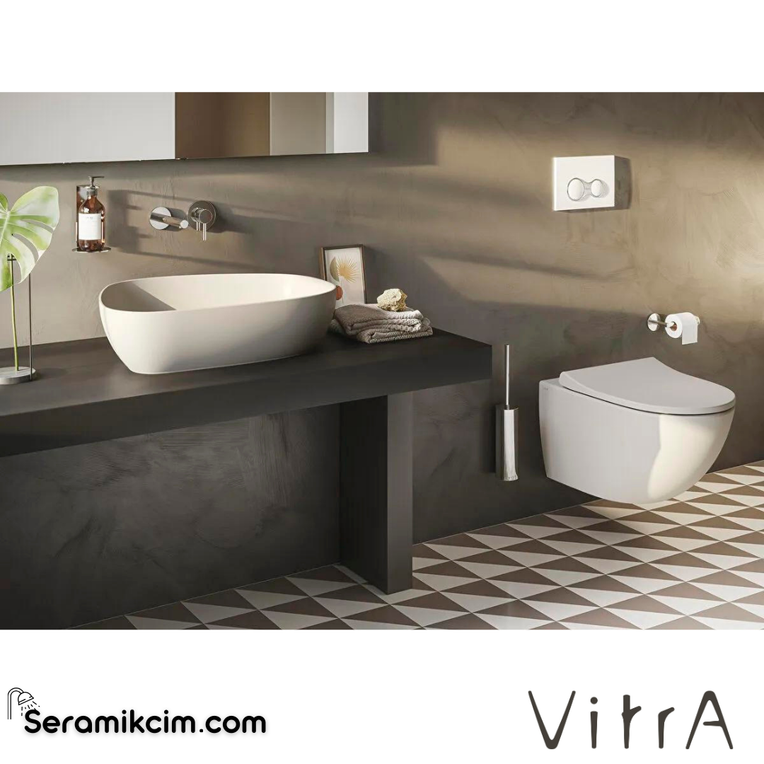VitrA Outline Çanak Lavabo Tv Şekilli, 55x43 cm Armatür Deliksiz, Su Taşma Deliksiz, Clean, Mat Bej - 5991B420-0016