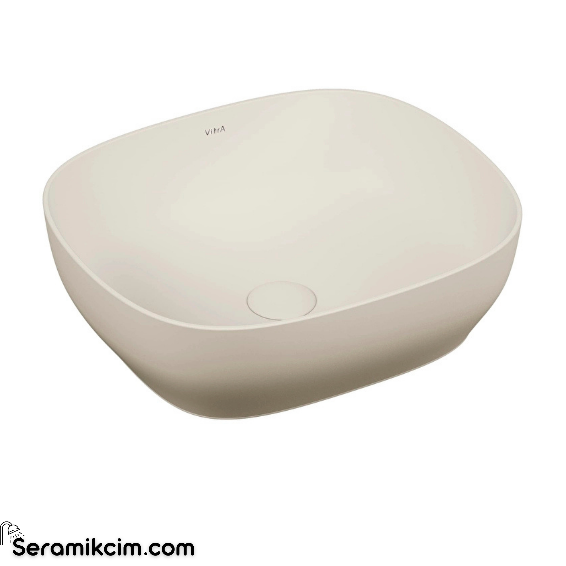 VitrA Outline Çanak Lavabo,Dikdörtgen, 46x41 cm,Armatür Deliksiz, Su Taşma Deliksiz, Clean, Mat Kum Beji