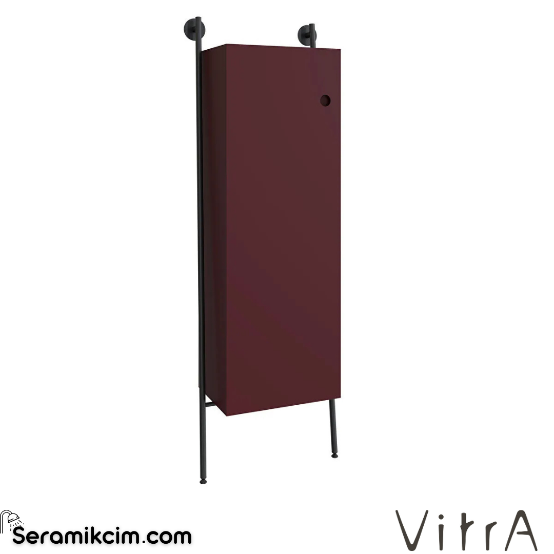 VitrA Plural Boy Dolabı 50 cm bir kapaklı mat bordo sol 80486