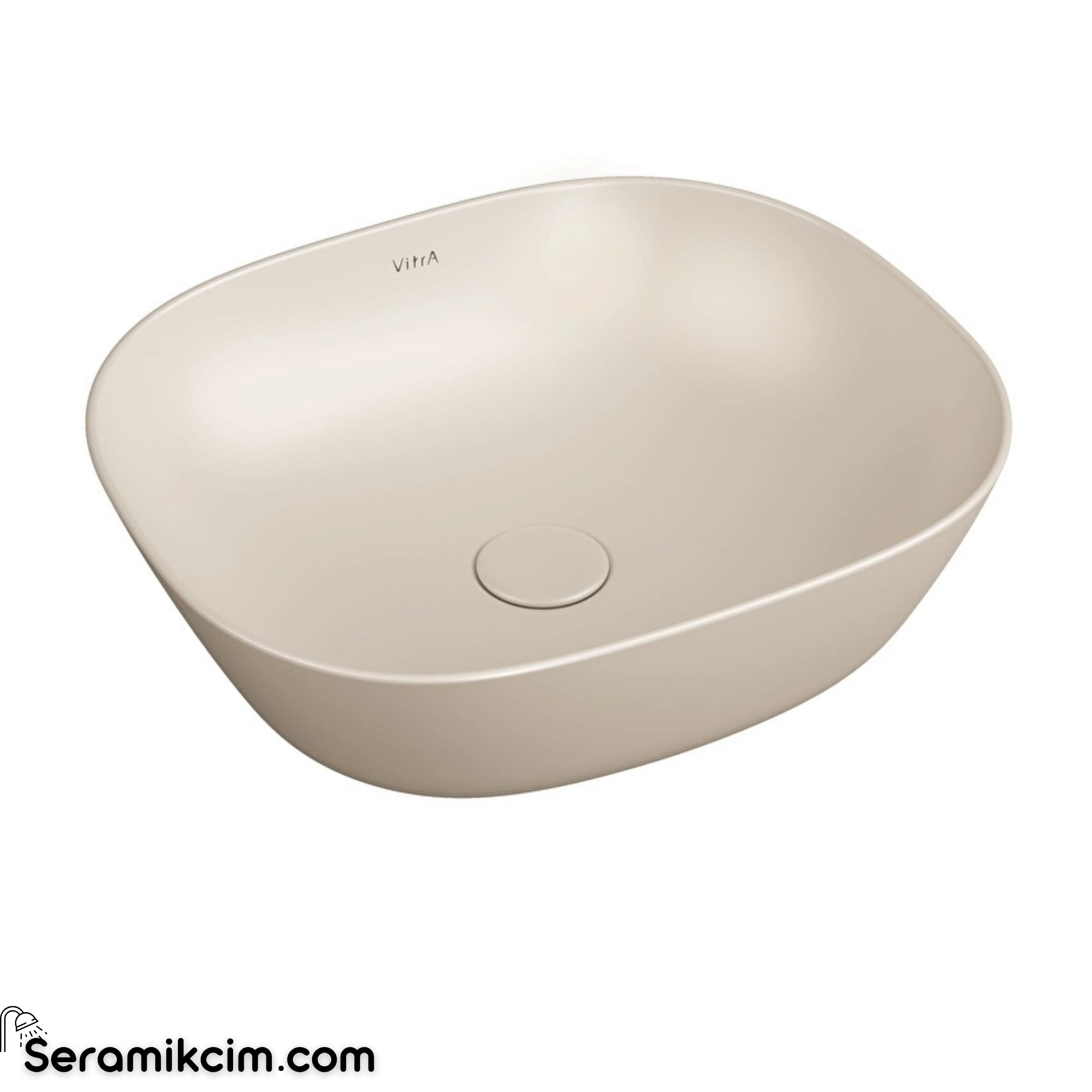 VitrA Plural Çanak Lavabo,Oval, Kompakt, 45x38 cm,Armatür Deliksiz, Su Taşma Deliksiz, Clean, Mat Kum Beji