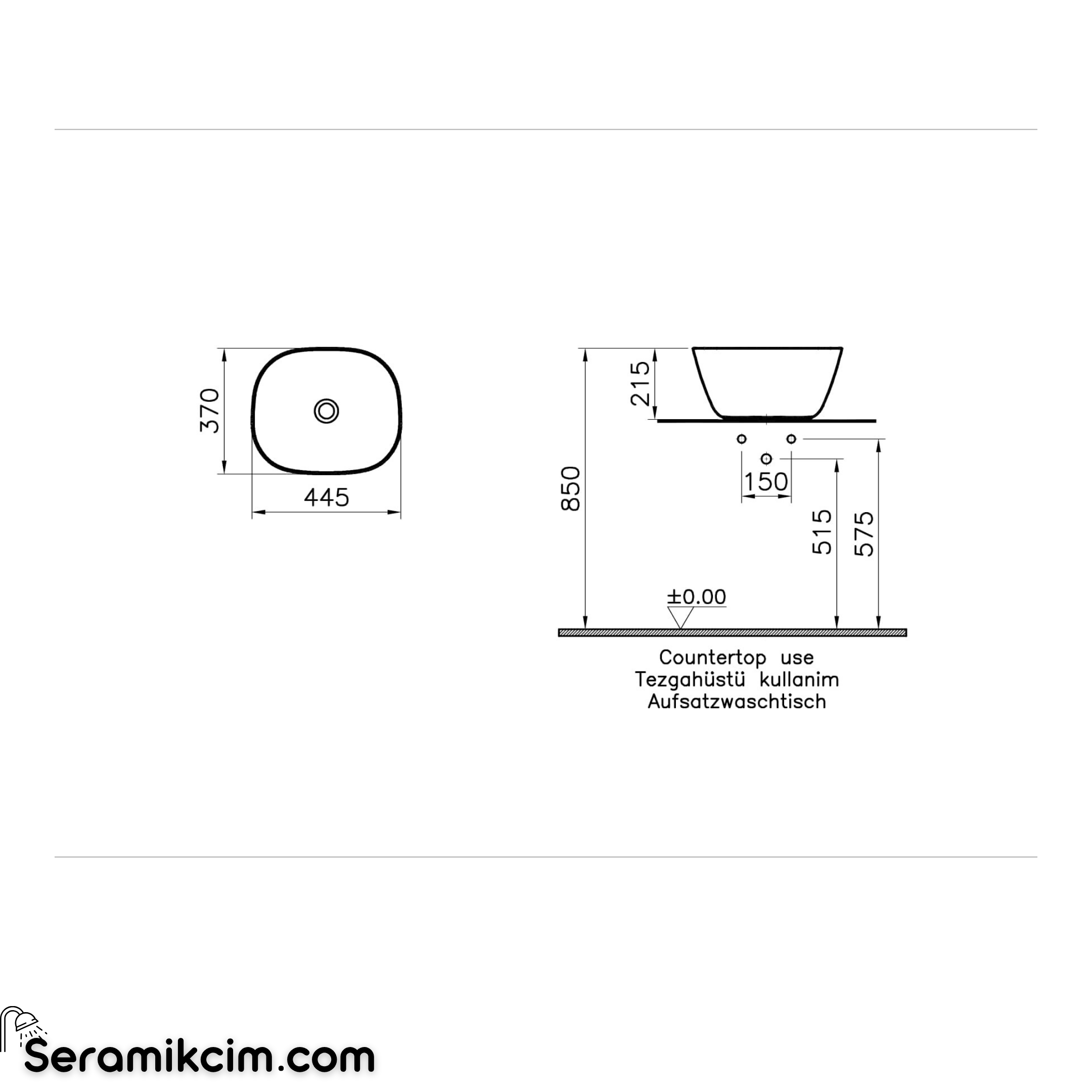 VitrA Plural Çanak Lavabo,Oval, Kompakt, 45x38 cm,Armatür Deliksiz, Su Taşma Deliksiz, Clean, Mat Kum Beji