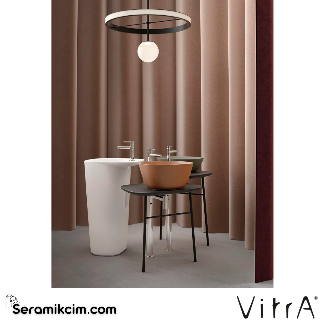 VitrA Plural Monoblok Lavabo Kompakt, 50x53 cm Tek Armatür Delikli, Su Taşma Delikli, Clean, Mat Yosun Yeşili - 7814B475-0001