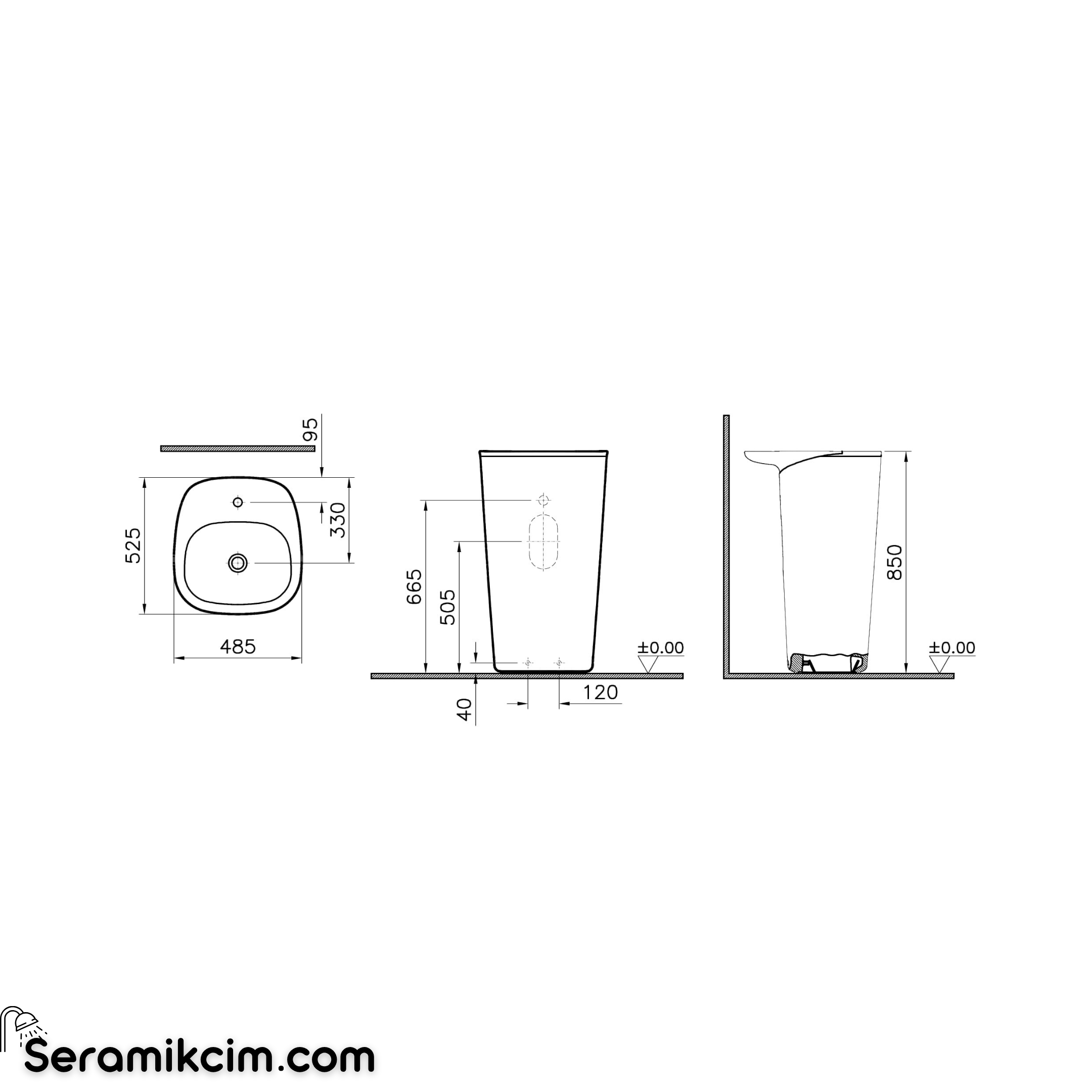 VitrA Plural Monoblok Lavabo,Kompakt, 50x53 cm,Tek Armatür Delikli, Su Taşma Deliksiz, Clean, Mat Kum Beji