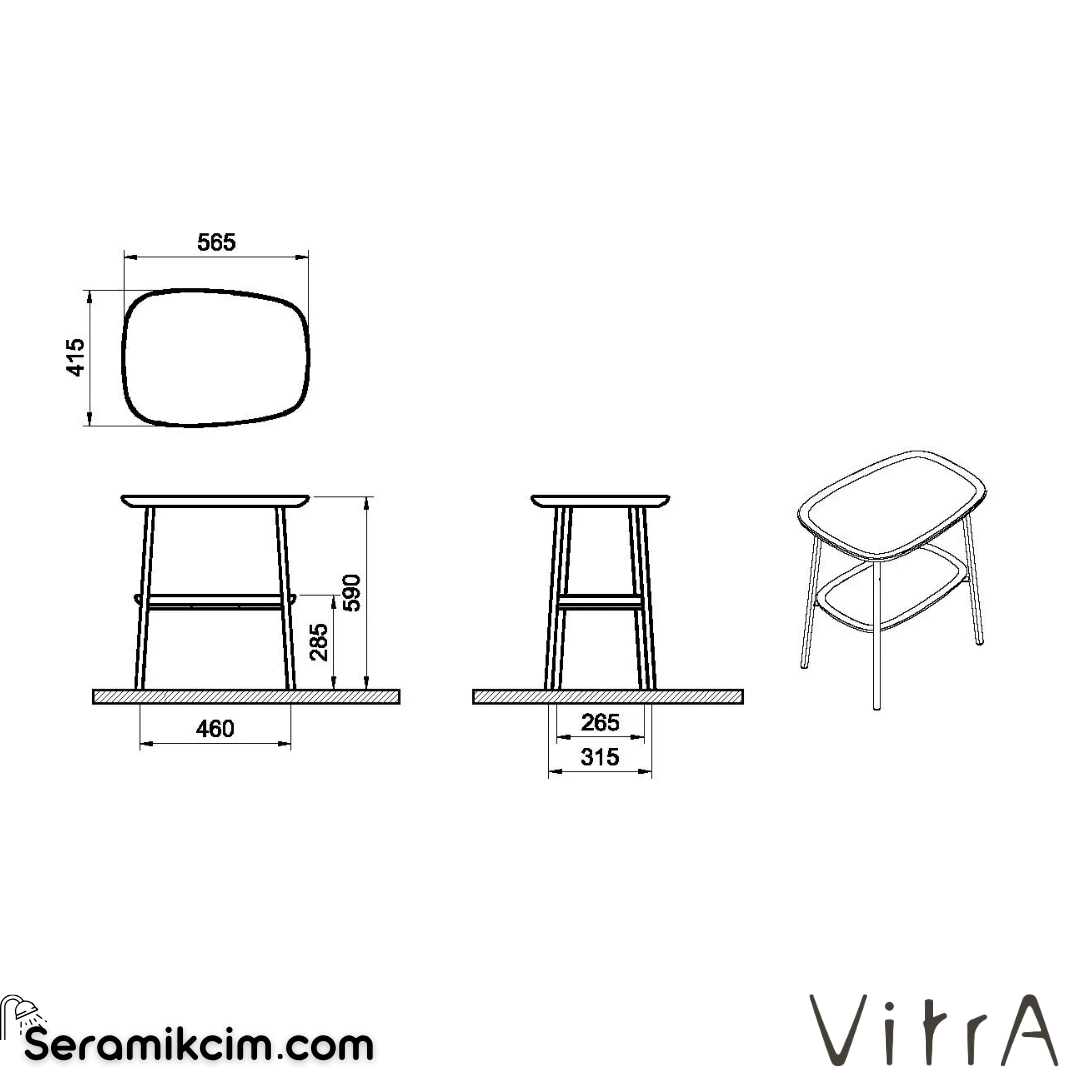 VitrA Plural Yan Ünite 55cm Mat Bej Seramik, Koyu Meşe 64067