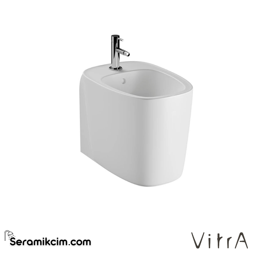 VitrA Plural Yerden Bide Duvara Tam Dayalı, 55 cm Tek Armatür Delikli, Su Taşma Delikli, Yanlardan Deliksiz, Clean, Mat Beyaz - 7816B401-0288