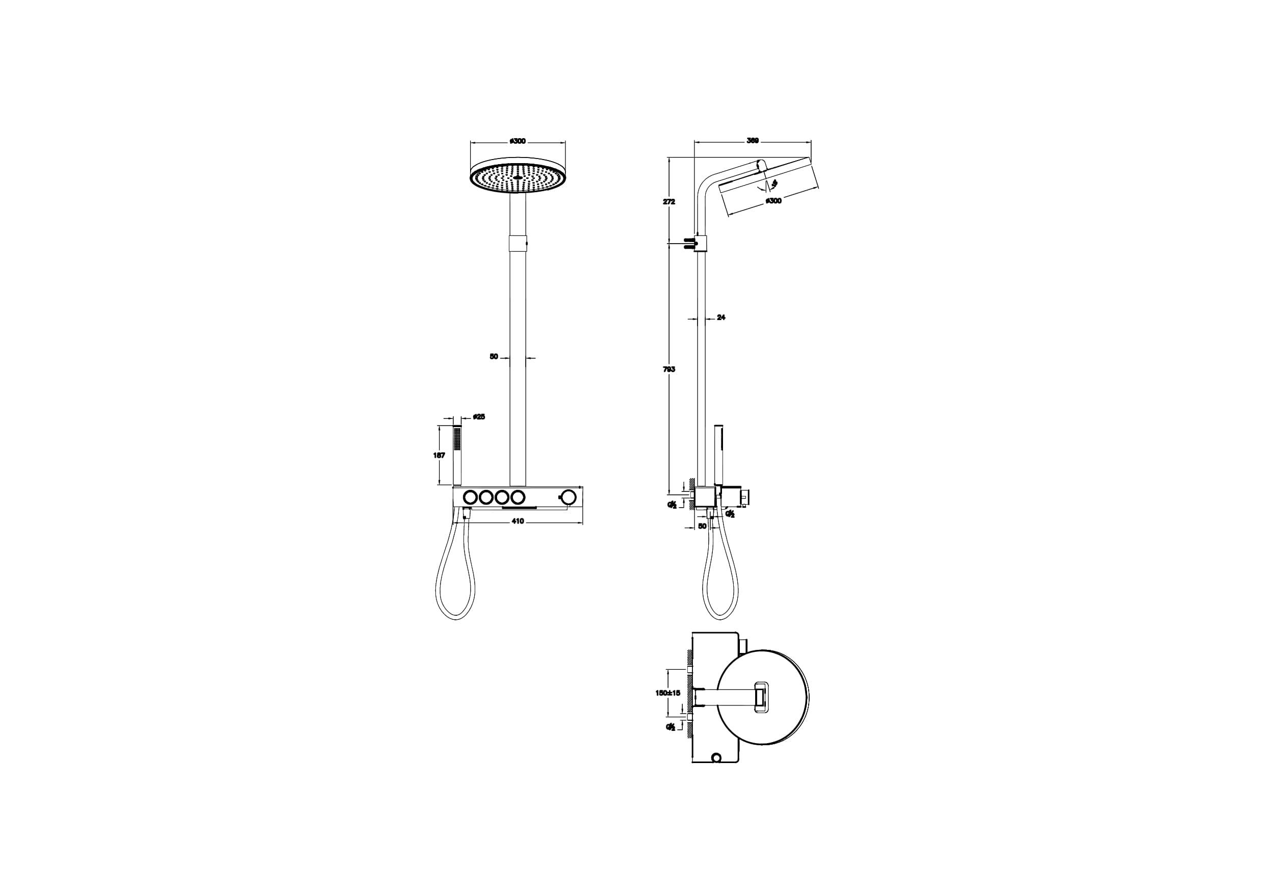 Vitra Prime Round 300 B Duş Sistemi Mat Siyah A4731336