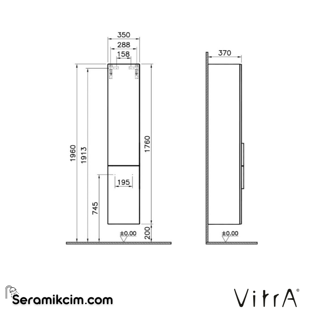 VitrA Quadrum Boy Dolabı 35 cm altın meşe, sol 62555 - 62555