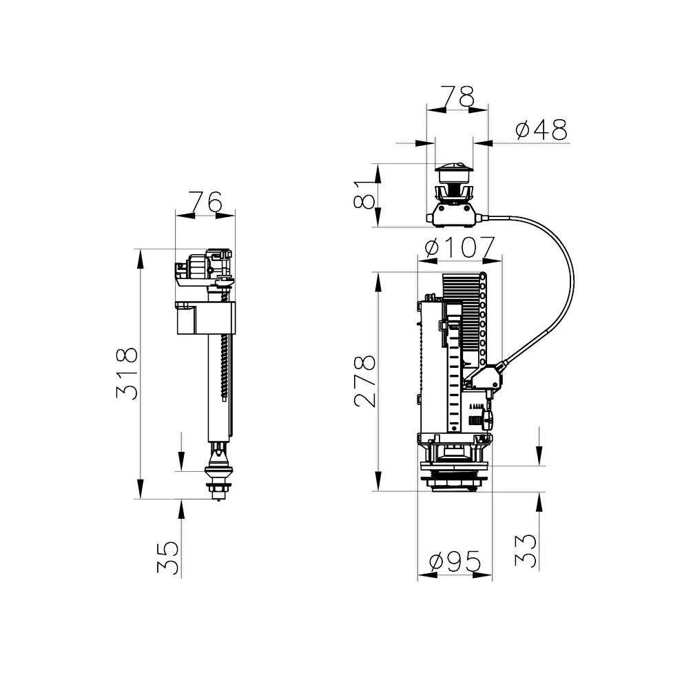 Vitra Rezervuar İç Takımları İç Takım  3/6 L, Alttan Su Girişli 330B2010 - 330B2010