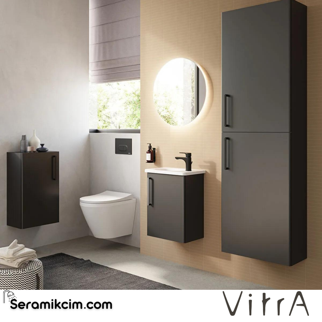 Vitra Root Alt Ünite, 40 Cm, Dar, Parlak Antrasit, Sol - 66218