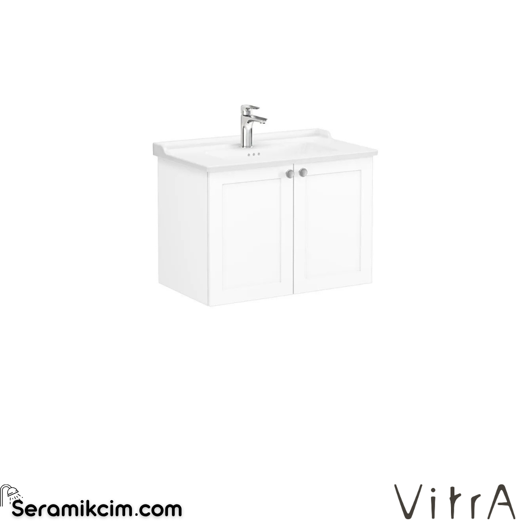 Vitra Root Classic Lavabo Dolabı, Kapaklı, 80 Cm, Mat Beyaz, Klasik Lavabolu 68722