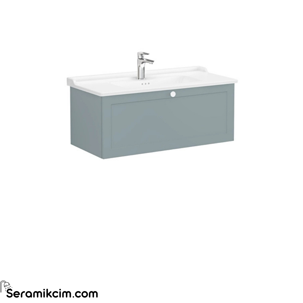 Vitra Root Classic Lavabo Dolabı, Tek Çekmeceli, 100 Cm, Mat Fiyord Yeşili, Klasik Lavabolu