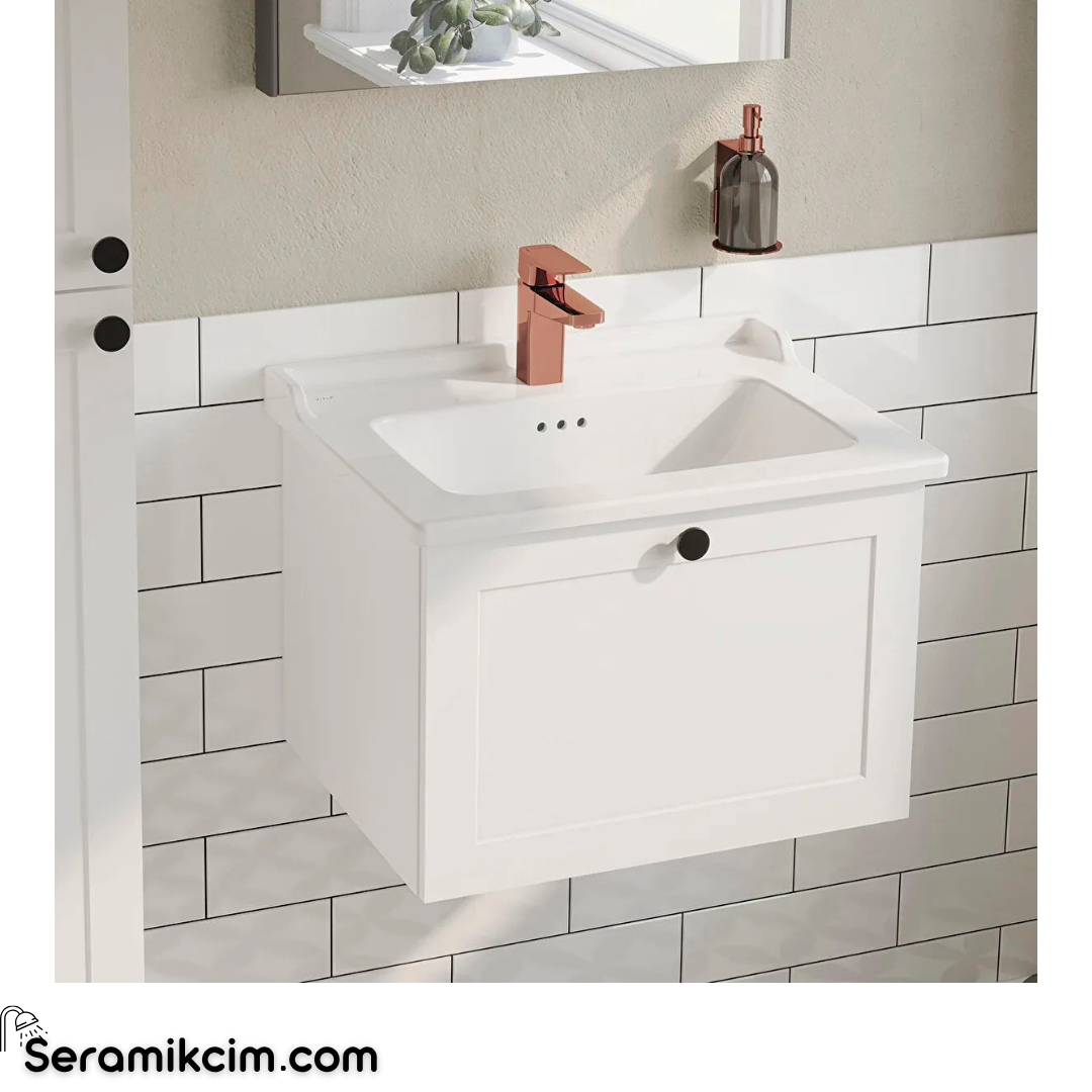 Vitra Root Classic Tek Çekmeceli Lavabo Dolabı, 60 cm, Mat Beyaz (Klasik Lavabo Dahil) 68785