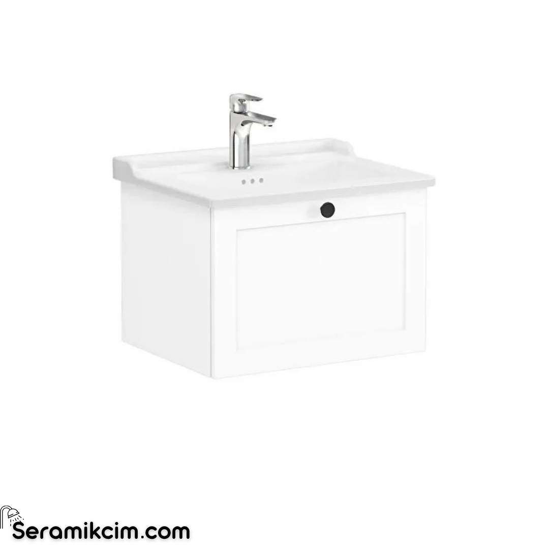 Vitra Root Classic Tek Çekmeceli Lavabo Dolabı, 60 cm, Mat Beyaz (Klasik Lavabo Dahil) 68785