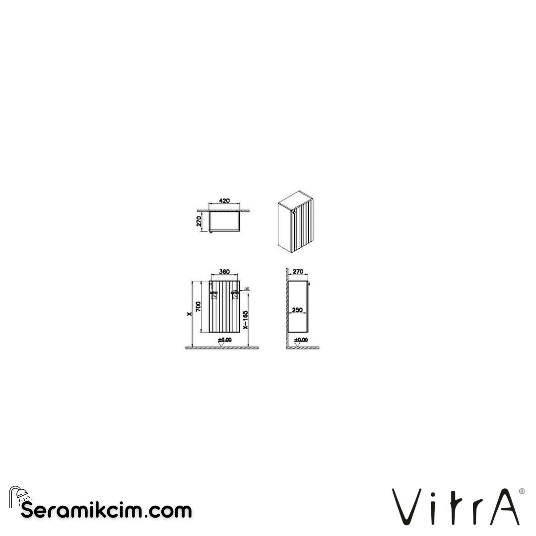 Vitra Root Groove Alt Ünite, 40 Cm, Dar, Mat Grafit, Sağ - 69146