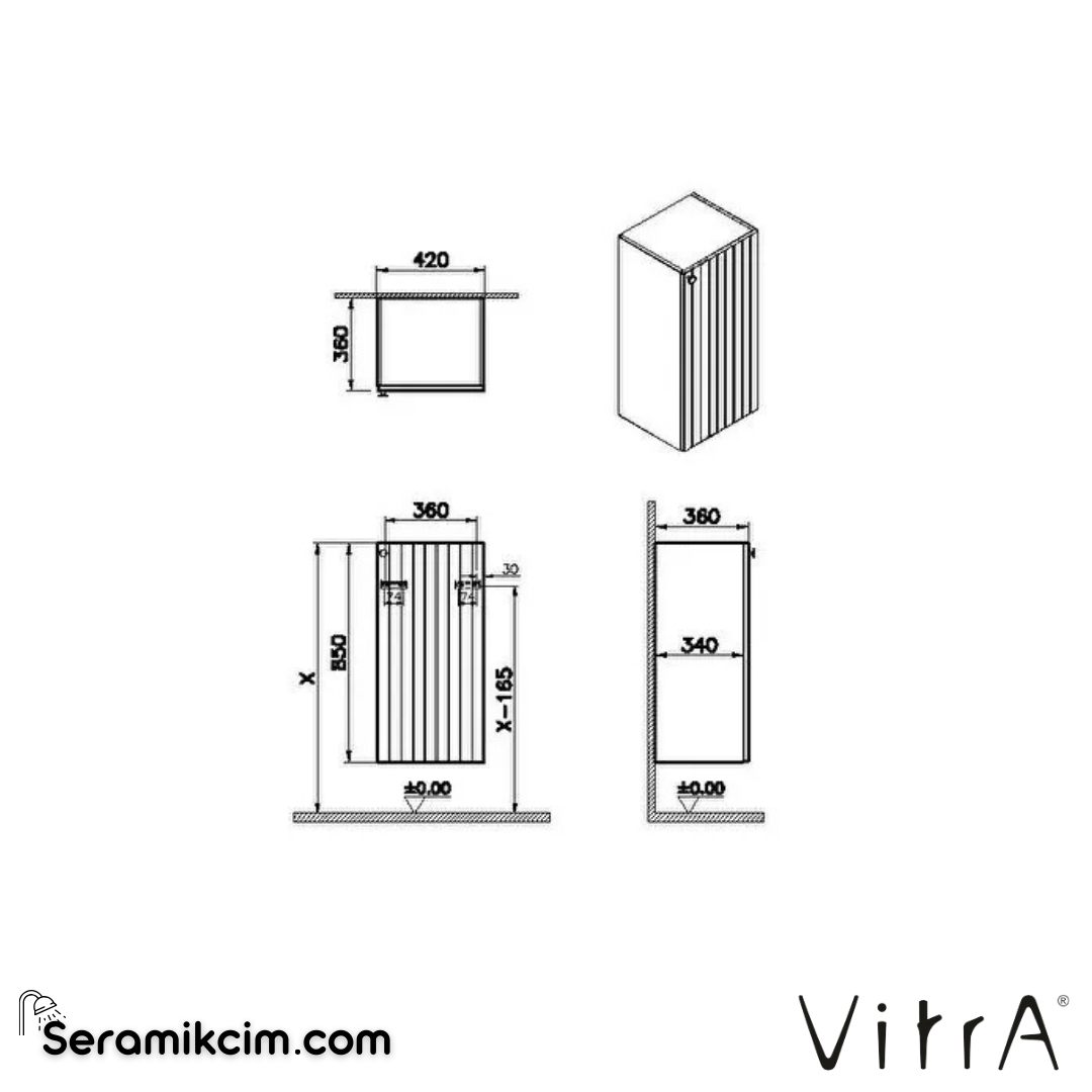 Vitra Root Groove Alt Ünite, 40 Cm, Mat Fiyord Yeşili, Sol - 69124