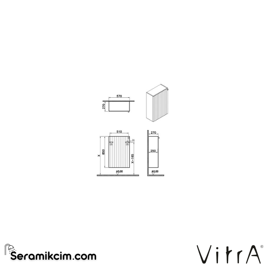 Vitra Root Groove Alt Ünite, 55 Cm, Dar, Mat Grafit, Sol - 69153