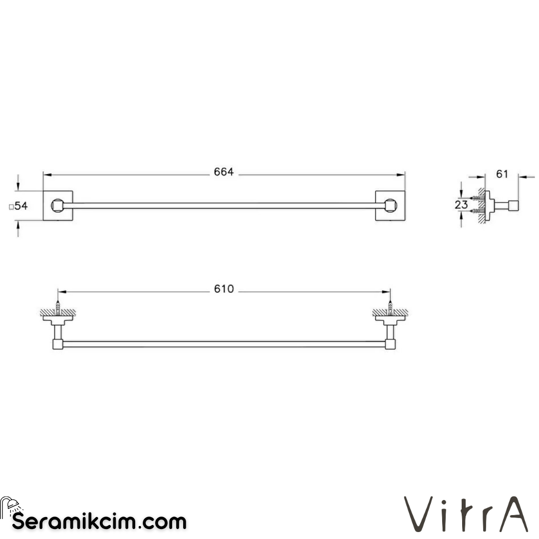 VitrA Root Havluluk, Tekli, 60 cm A4481036