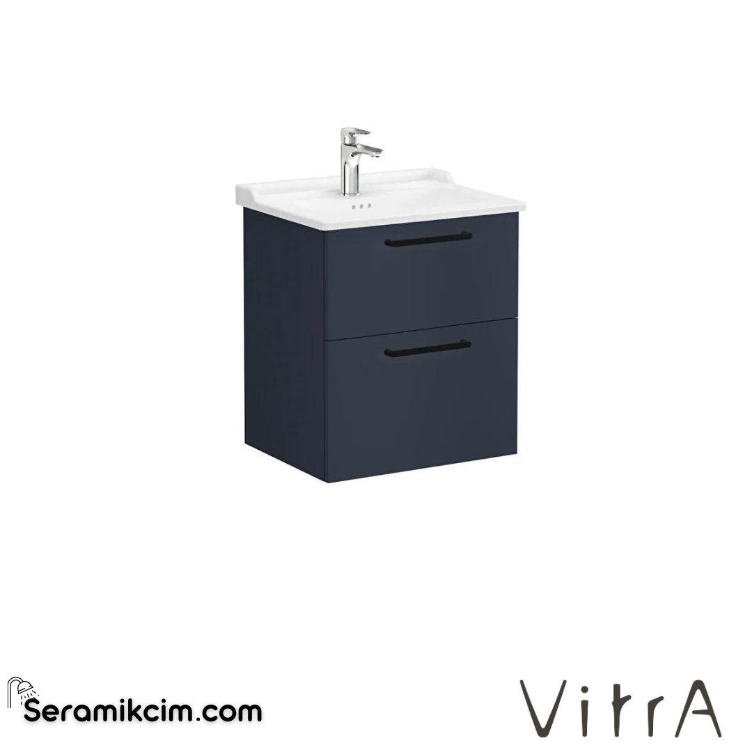 Vitra Root Lavabo Dolabı, İki Çekmeceli, 60 Cm, Mat Lacivert, Klasik Lavabolu - 68281