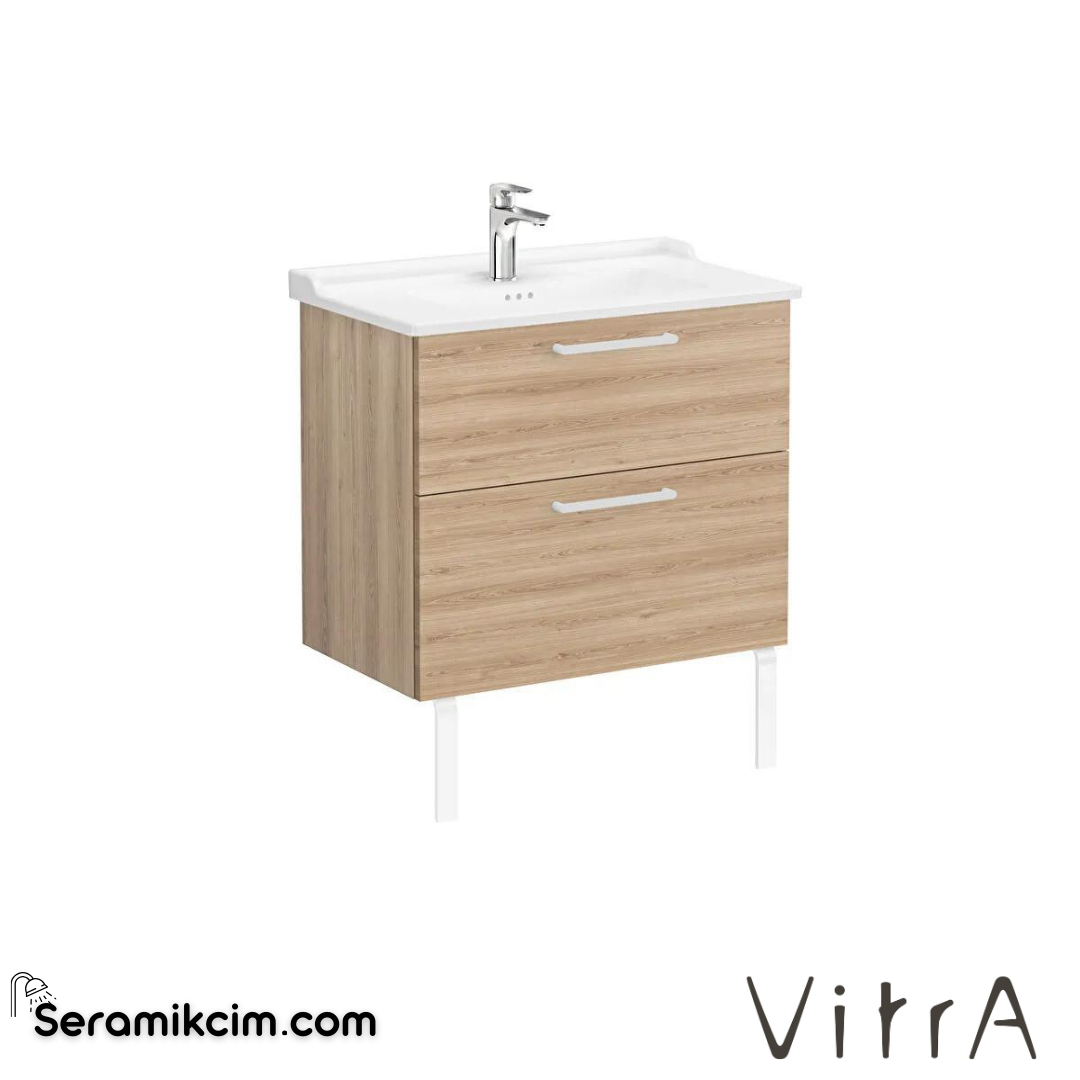 Vitra Root Lavabo Dolabı, İki Çekmeceli, 80 Cm, Doğal Meşe, Klasik Lavabolu - 68300