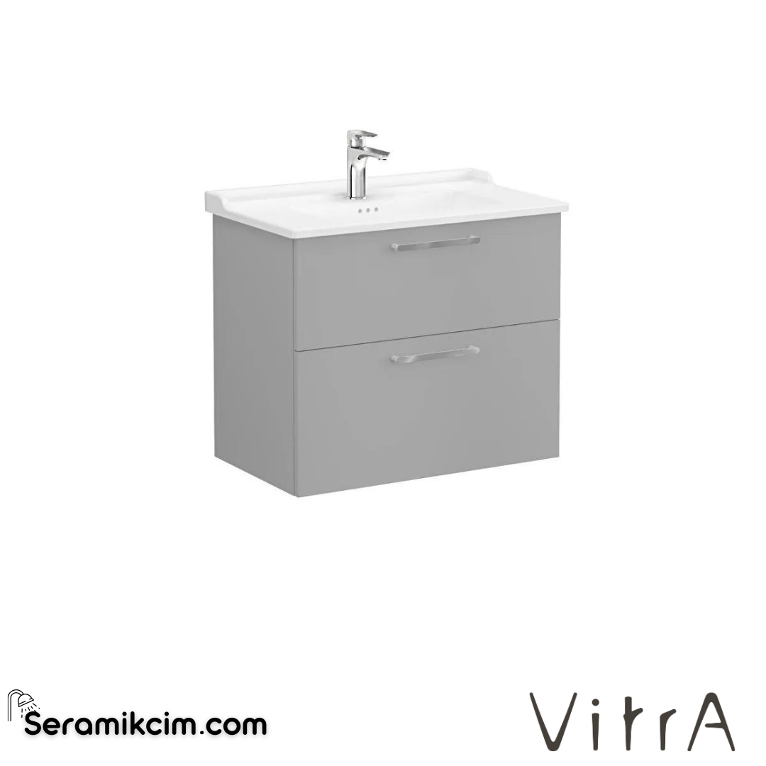 Vitra Root Lavabo Dolabı, İki Çekmeceli, 80 Cm, Mat Kaya Gri, Klasik Lavabolu - 68297