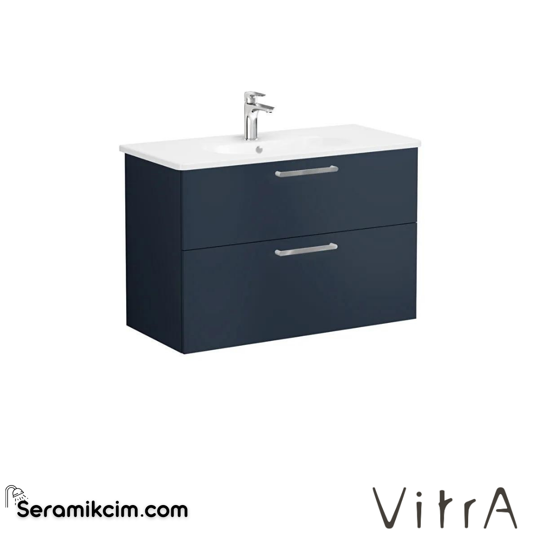 Vitra Root Lavabo Dolabı, İki Çekmeceli, 100 Cm, Mat Lacivert, Yuvarlak Lavabolu - 68319