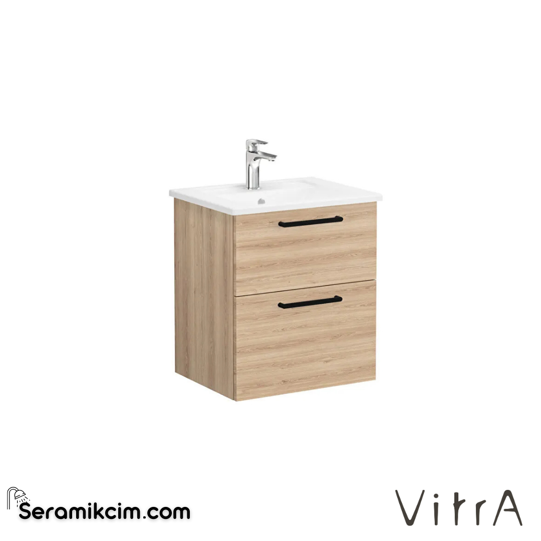 Vitra Root Lavabo Dolabı, İki Çekmeceli, 60 Cm, Doğal Meşe, Köşeli Lavabolu - 66290