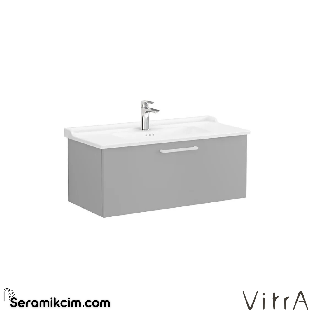 Vitra Root Lavabo Dolabı, Tek Çekmeceli, 100 Cm, Mat Kaya Gri, Klasik Lavabolu - 68262
