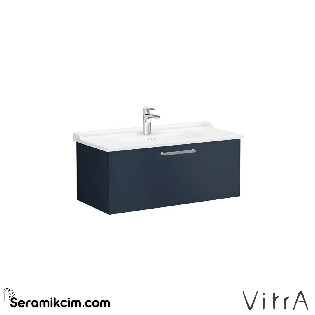 Vitra Root Lavabo Dolabı, Tek Çekmeceli, 100 Cm, Mat Lacivert, Klasik Lavabolu - 68264