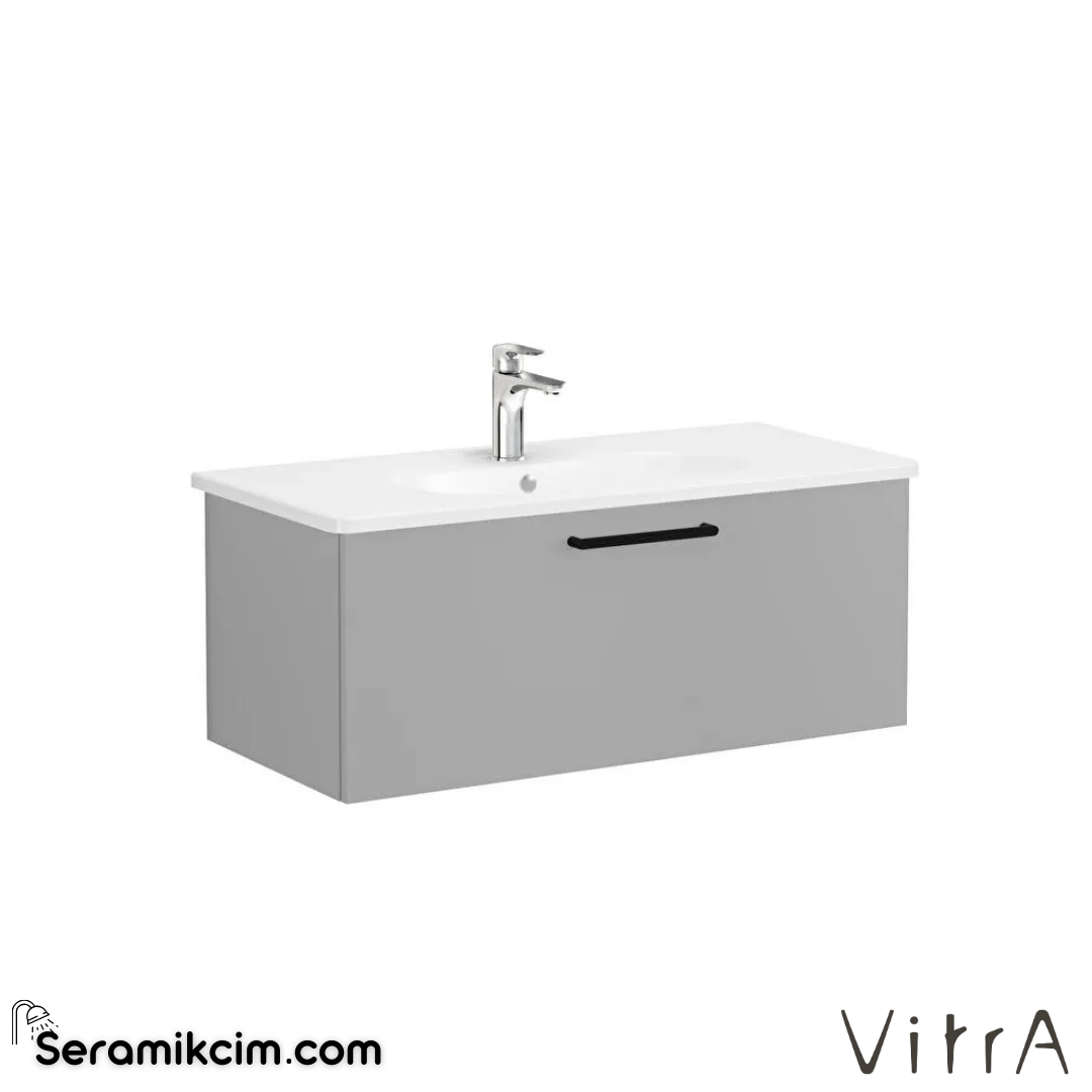 Vitra Root Lavabo Dolabı, Tek Çekmeceli, 100 Cm, Mat Kaya Gri, Yuvarlak Lavabolu - 68252