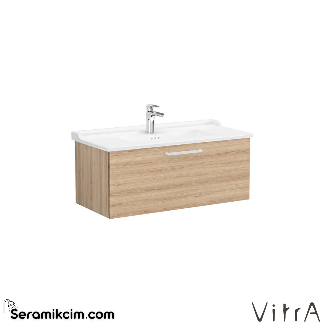 Vitra Root Lavabo Dolabı, Tek Çekmeceli, 100 Cm, Doğal Meşe, Klasik Lavabolu - 68265
