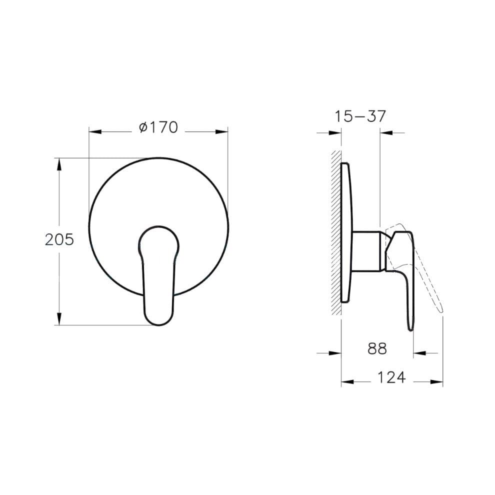 Vitra Root Round Ankastre Duş Bataryası (V-Box Sıva Üstü Grubu), Mat Siyah - A4282936