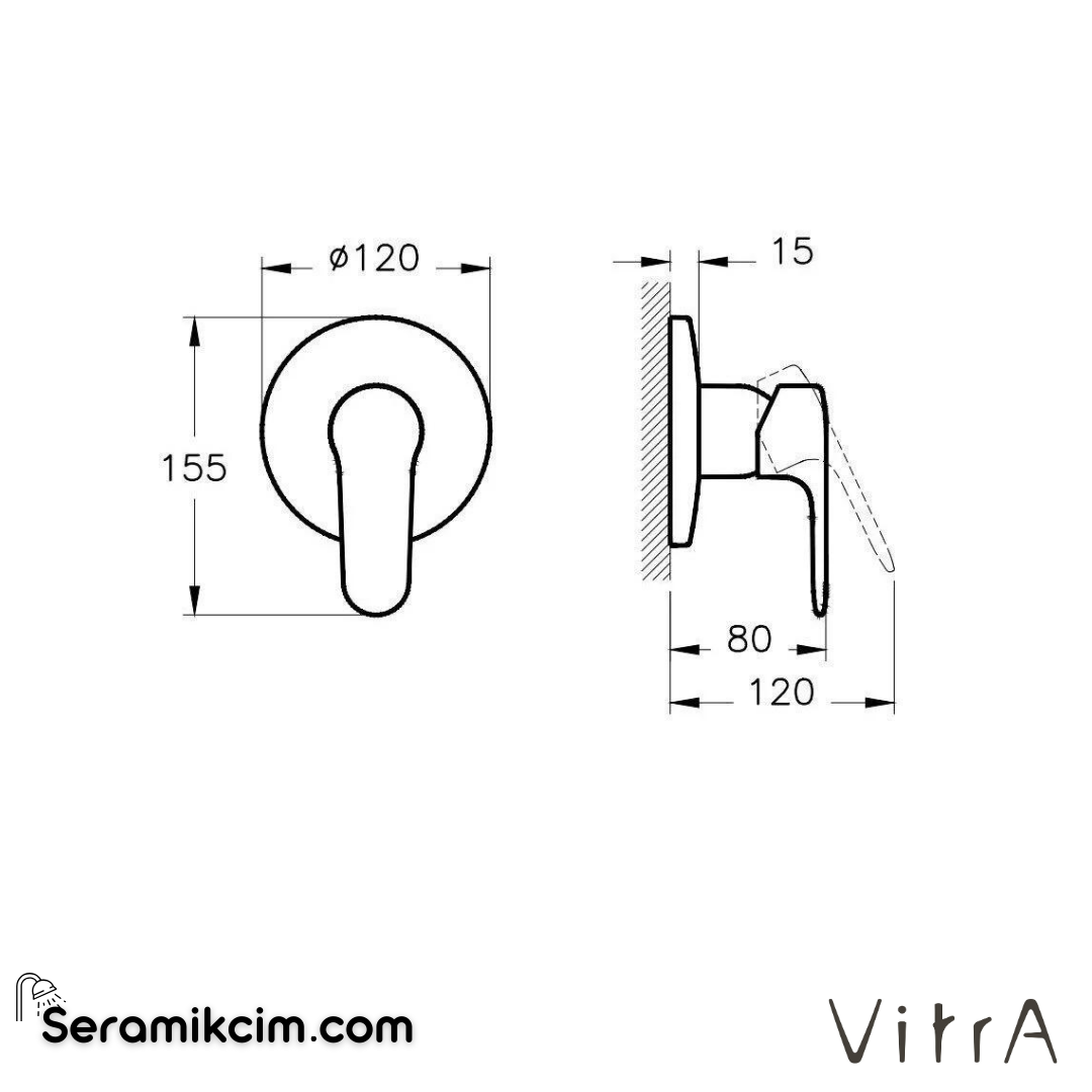 Vitra Root Round Ankastre Duş Bataryası  (Sıva Üstü Grubu), Krom - A42728