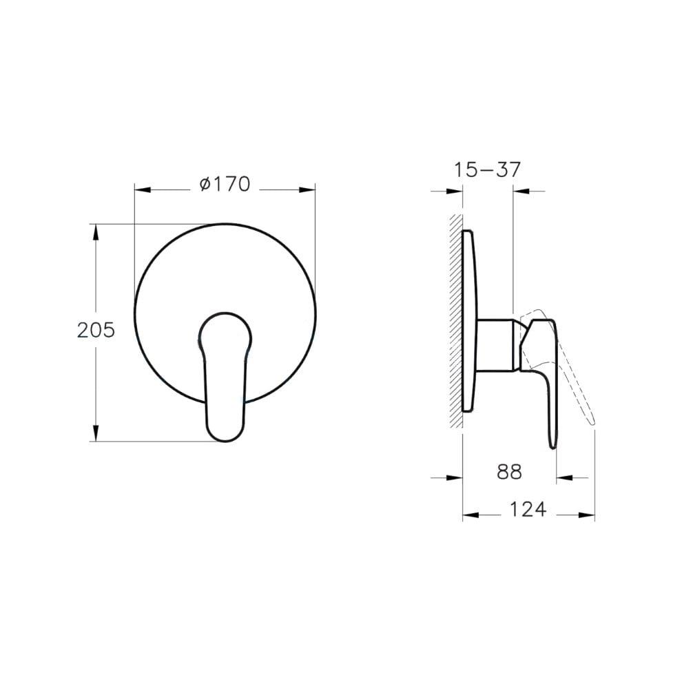 Vitra Root Round Ankastre Duş Bataryası  (V-Box Sıva Üstü Grubu), Krom - A42829