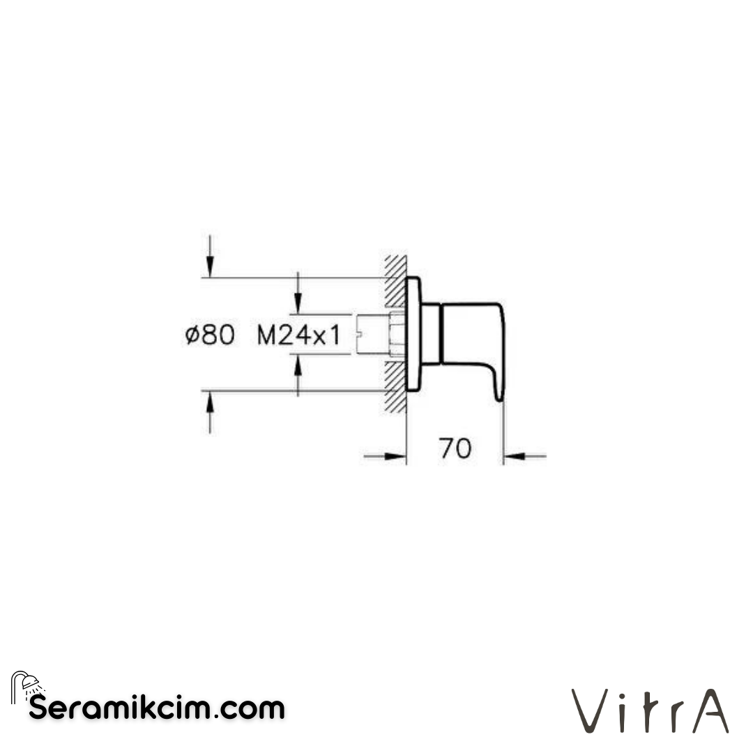 Vitra Root Round Ankastre Stop Valf (Sıva Üstü Grubu), Mat Siyah - A4273036
