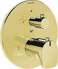 Vitra Root Round Ankastre Termostatik Banyo Bataryası (V-Box Sıva Üstü Grubu), Altın - A4269523