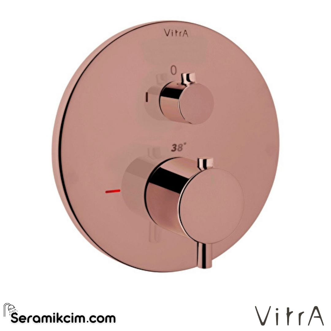 VitrA Root Round Ankastre Termostatik Duş Bataryası (V-Box, sıva üstü grubu) Soft Bakır A4334829 - A4334829