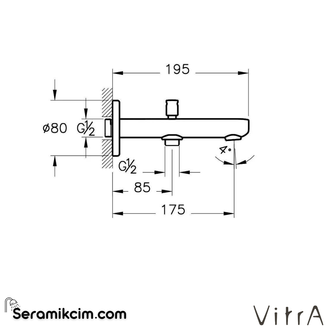 Vitra Root Round Çıkış Ucu  (El Duşu Çıkışlı), Mat Siyah - A4271936
