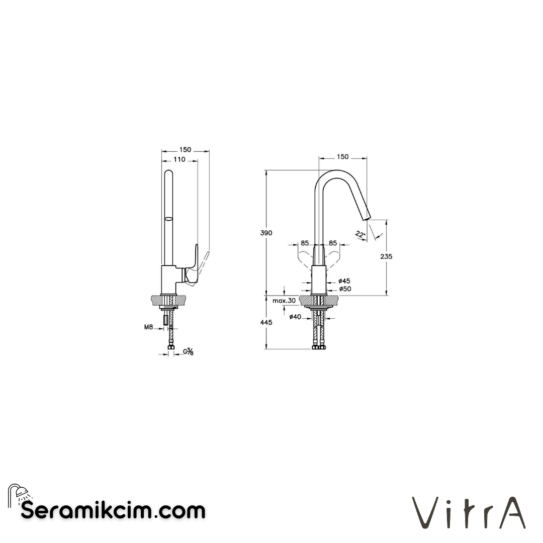 Vitra Root Round Eviye Bataryası , Bakır - A4274226