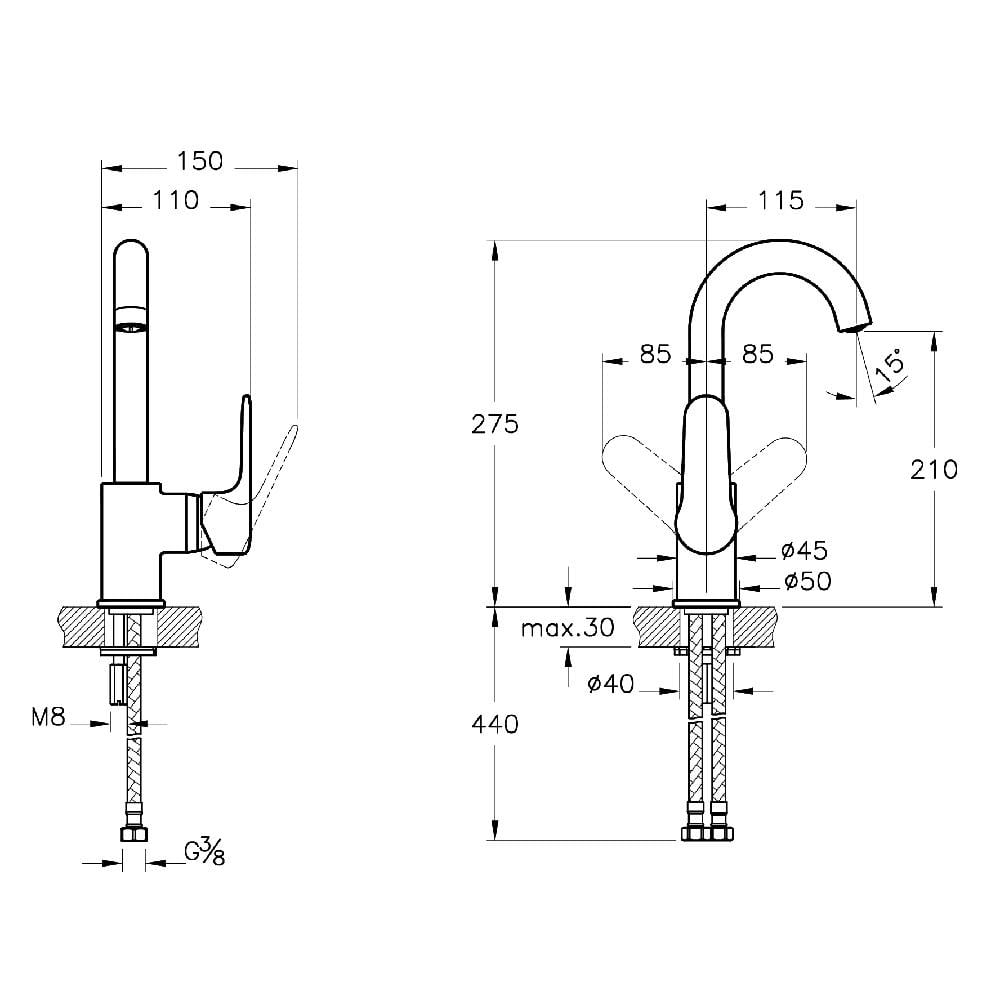 VitrA Root Round Lavabo Bataryası Döner Borulu Soft Altın A4275474 - A4275474