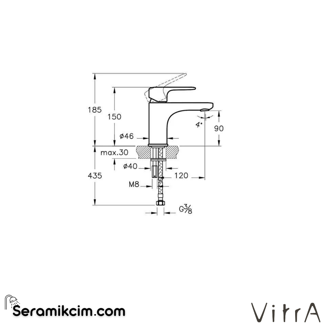 Vitra Root Round Lavabo Bataryası , Mat Siyah - A4270536