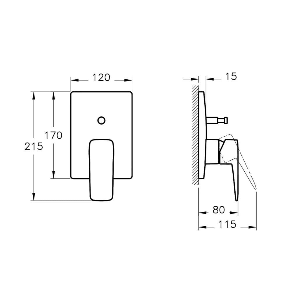 Vitra Root Square Ankastre Banyo Bataryası (Sıva Üstü Grubu), Krom - A42752