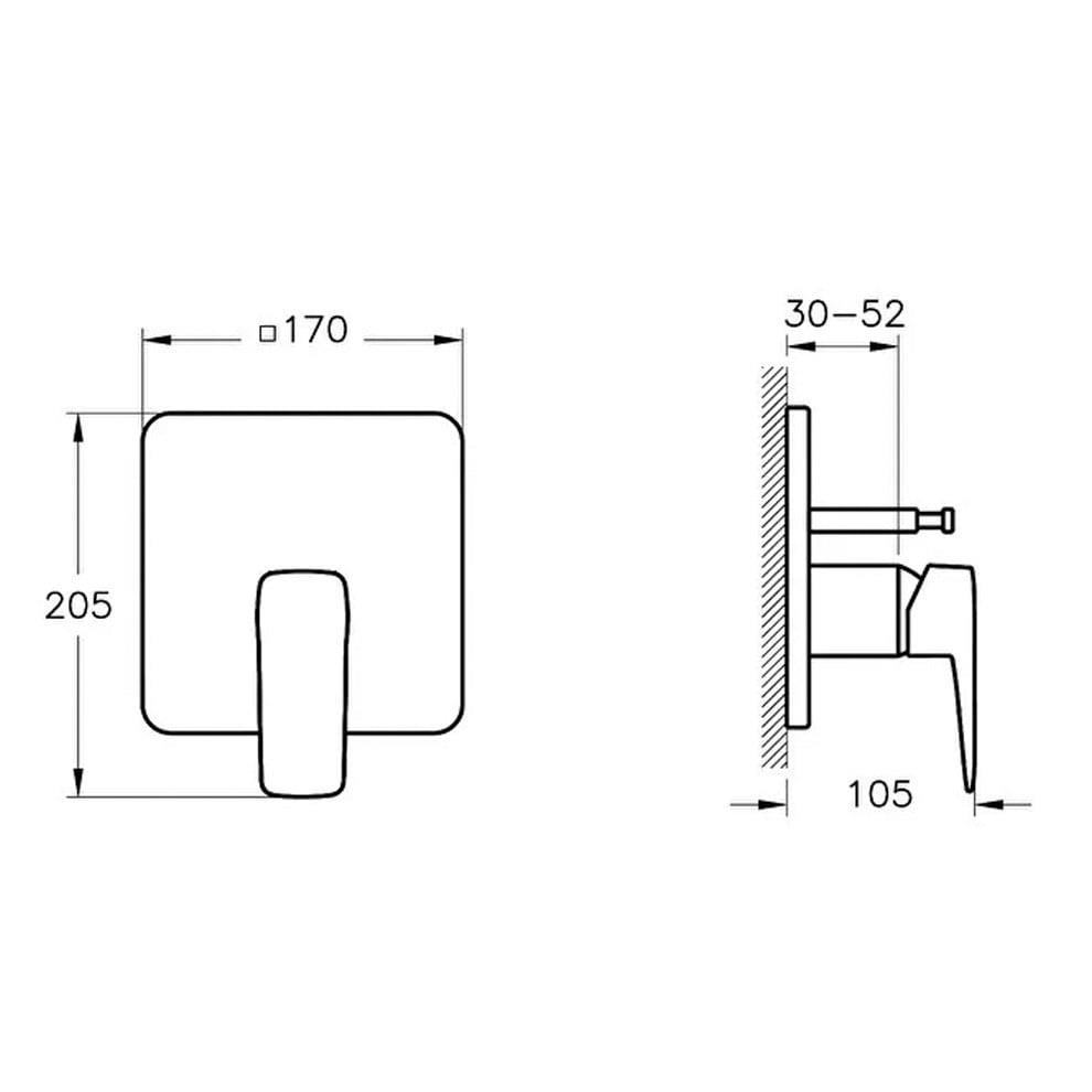Vitra Root Square Ankastre Banyo Bataryası (V-Box Sıva Üstü Grubu), Krom - A42828